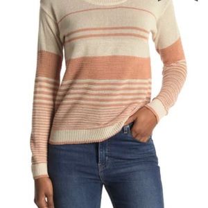 Pink and Cream Striped Sweater Size Large NWT